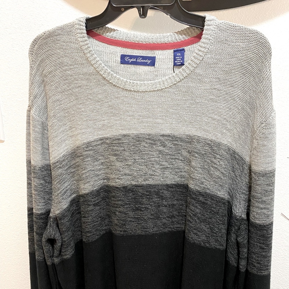 English Laundry Men’s Long Sleeve Black & Gray Knit Sweater - XXL